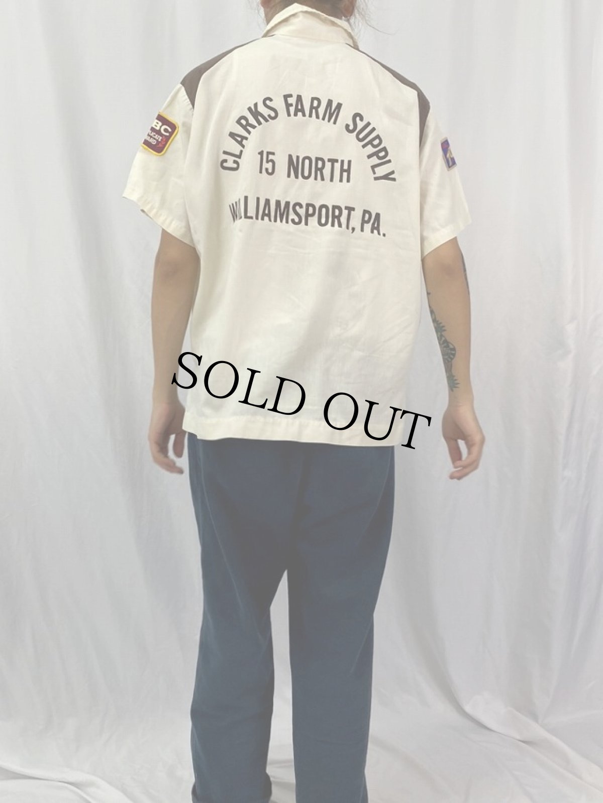 画像4: 70's Hilton USA製 チェーン刺繍×プリント ボーリングシャツ M (4)