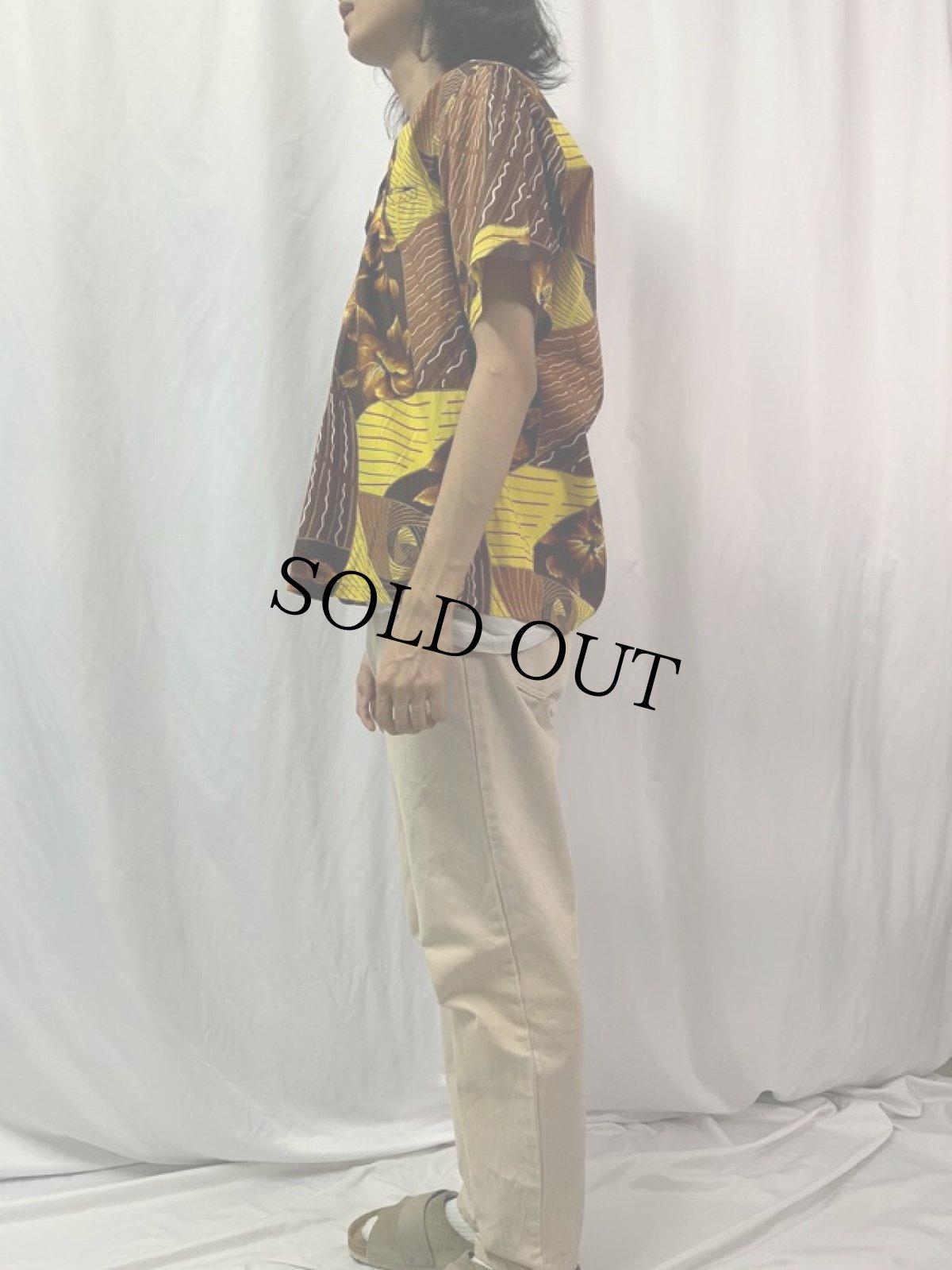 画像3: 60's Surfriders Sportswear 古銭ボタン 総柄 アロハシャツ L (3)