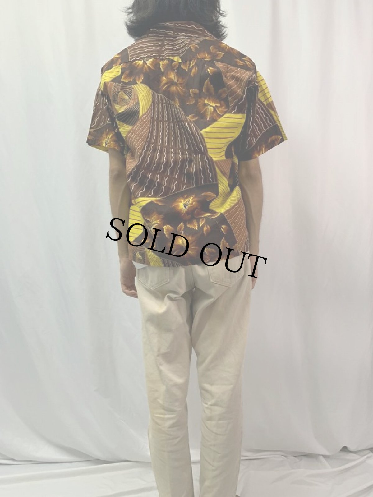 画像4: 60's Surfriders Sportswear 古銭ボタン 総柄 アロハシャツ L (4)