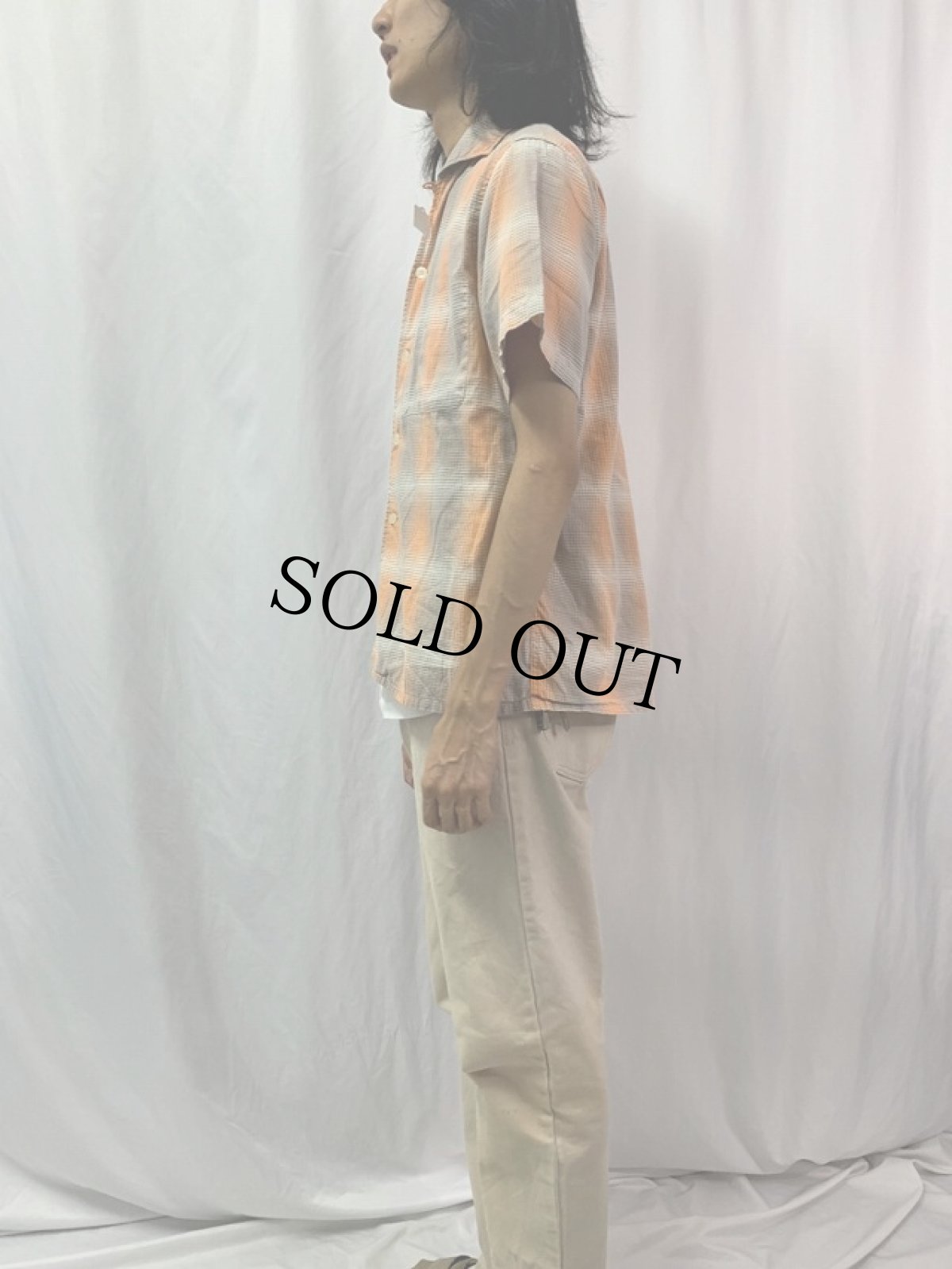 画像3: 60's BUD BERMA オンブレーチェック柄 シャークカラーコットンシャツ M (3)