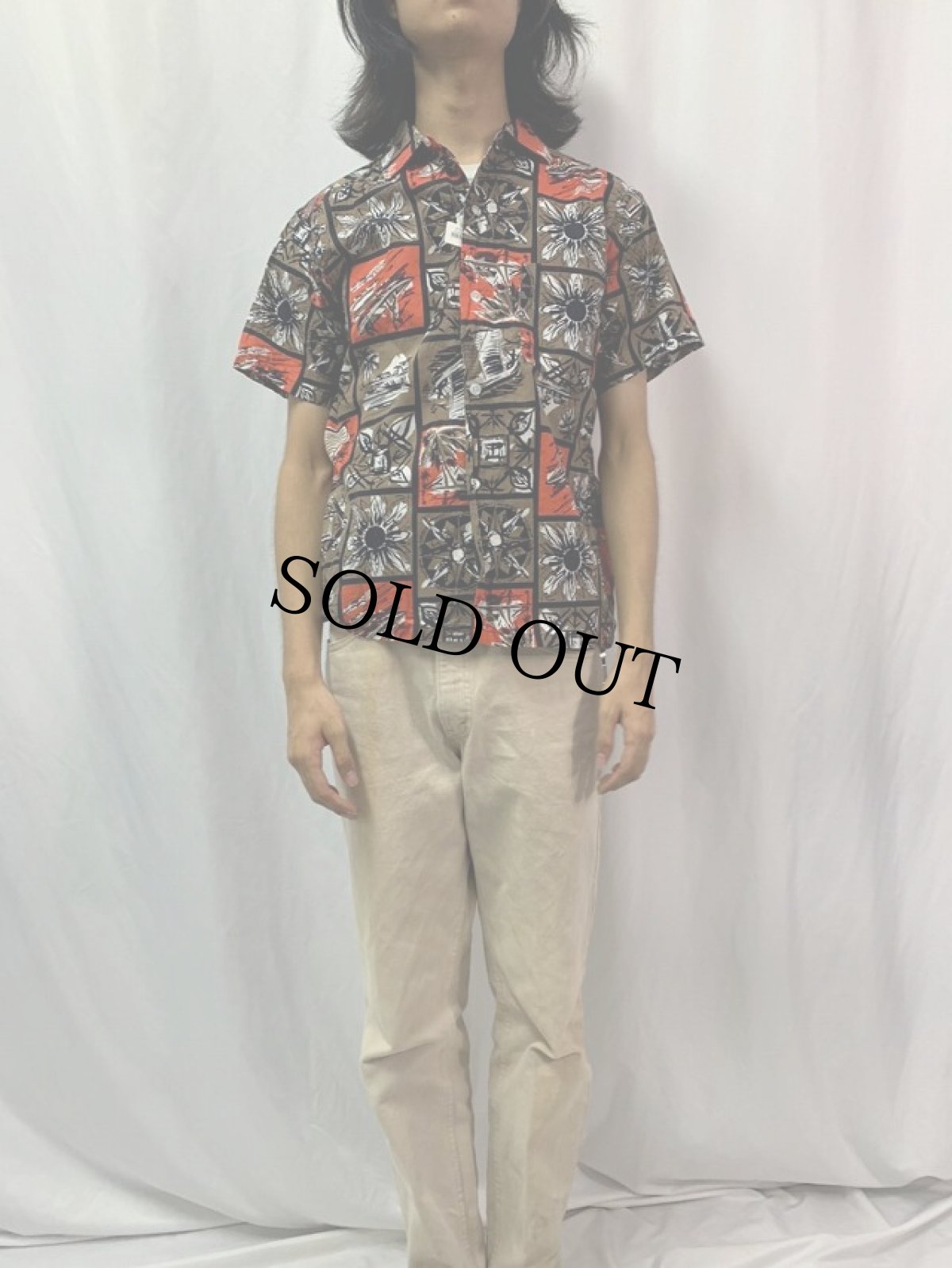 画像2: 60's BUD BERMA USA製 総柄 アロハシャツ M (2)