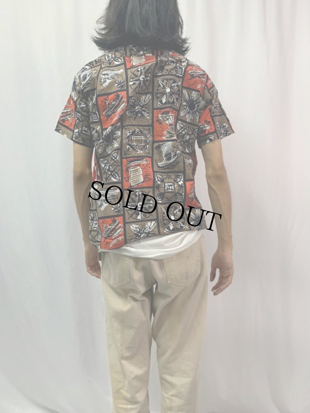 画像4: 60's BUD BERMA USA製 総柄 アロハシャツ M (4)