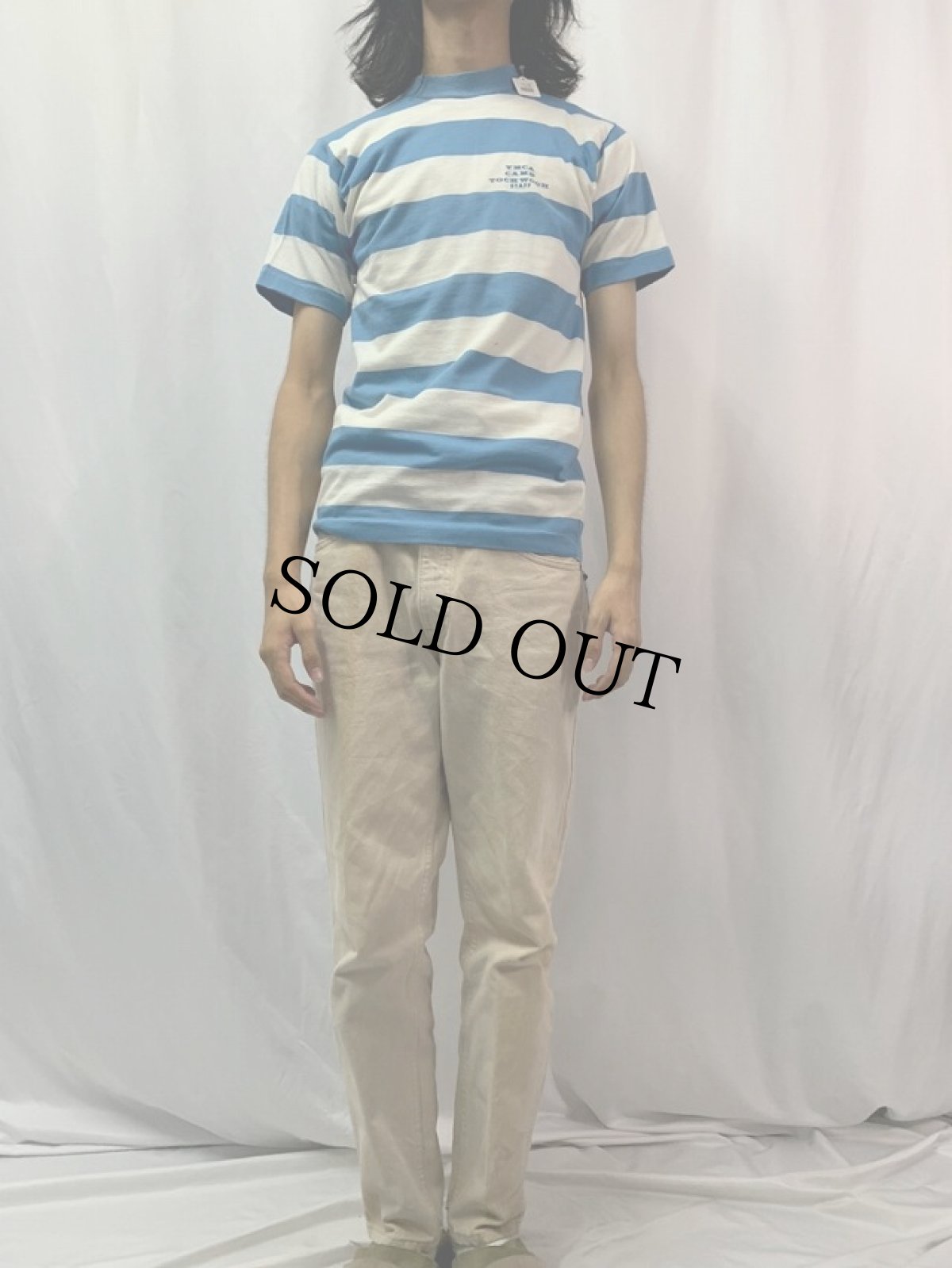 画像2: 60〜70's Champion USA製 ボーダー柄 プリントTシャツ M (2)