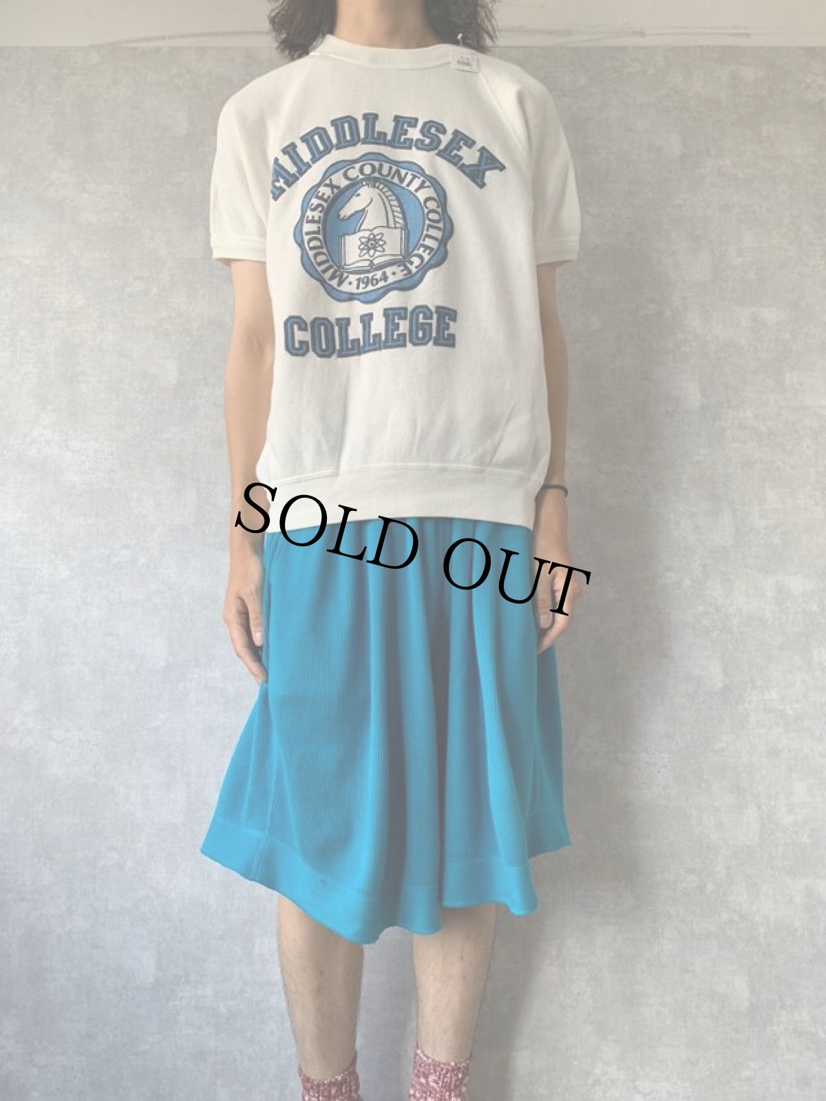 画像2: 80's USA製 "MIDDLESEX COLLEGE" プリント半袖スウェット L (2)