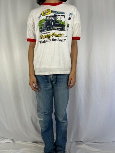 画像2: 80's USA製 "bandag" タイヤメーカー プリントリンガーTシャツ XL (2)