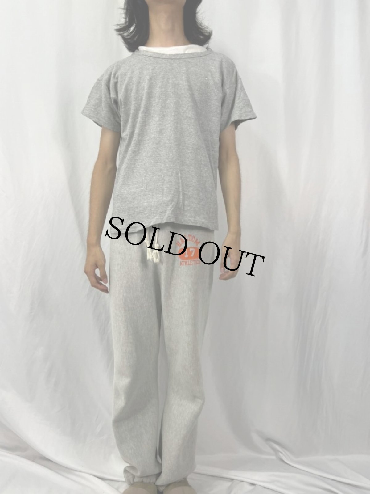 画像2: 70〜80's Champion USA製 バータグ 無地Tシャツ L (2)