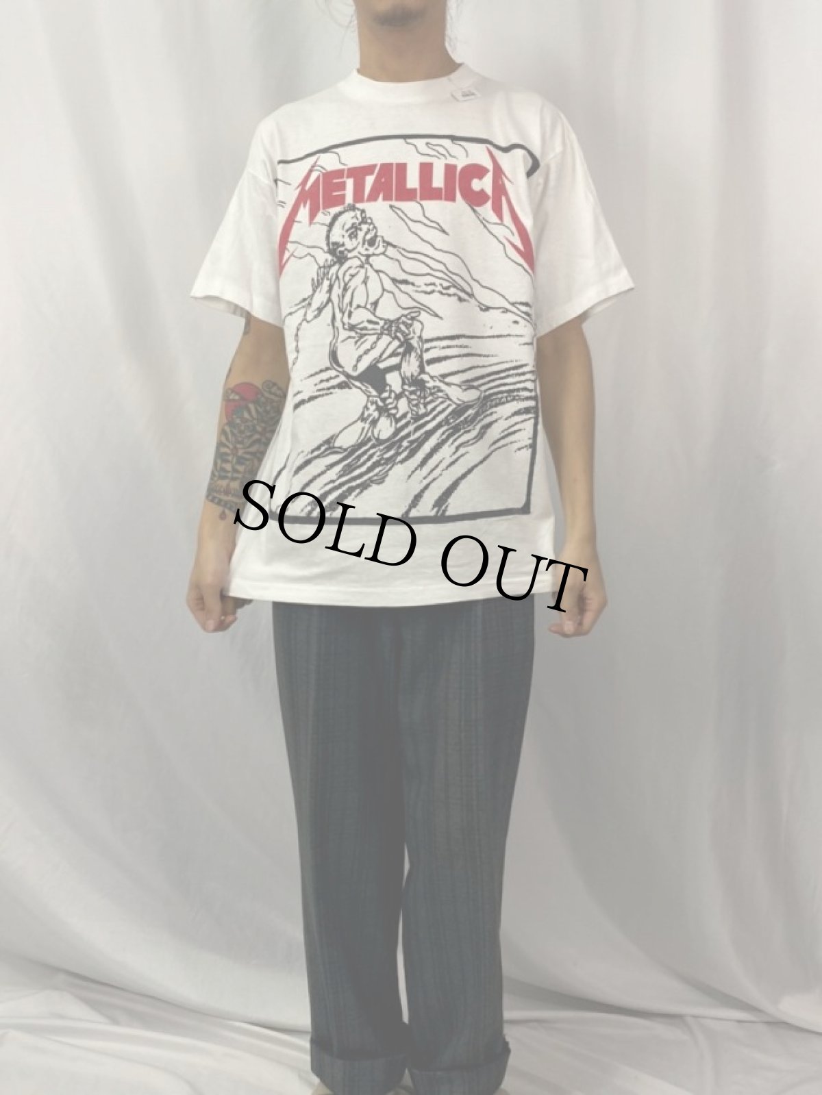 画像2: 90's METALLICA PUSHEAD ヘヴィメタルバンド プリントTシャツ M (2)