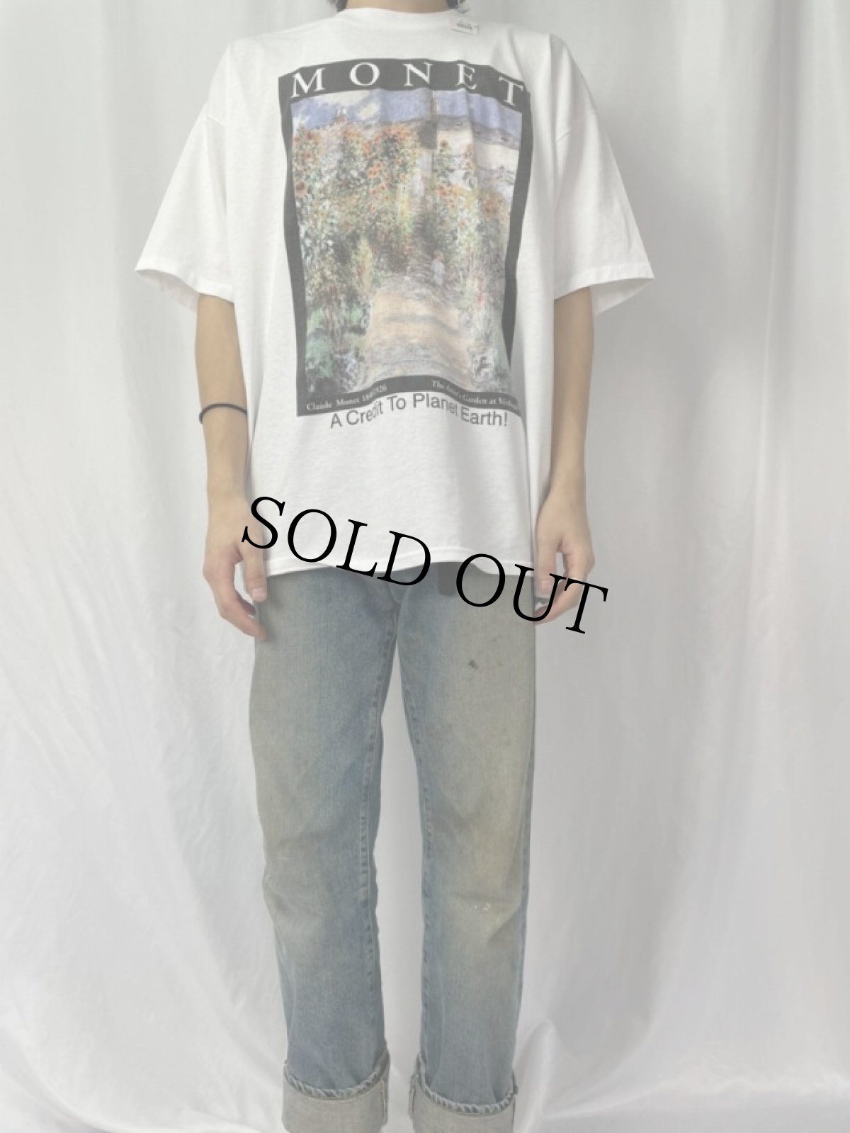 画像2: 90's Claude Monet USA製 "garden at V?theuil" アートプリントTシャツ XL (2)