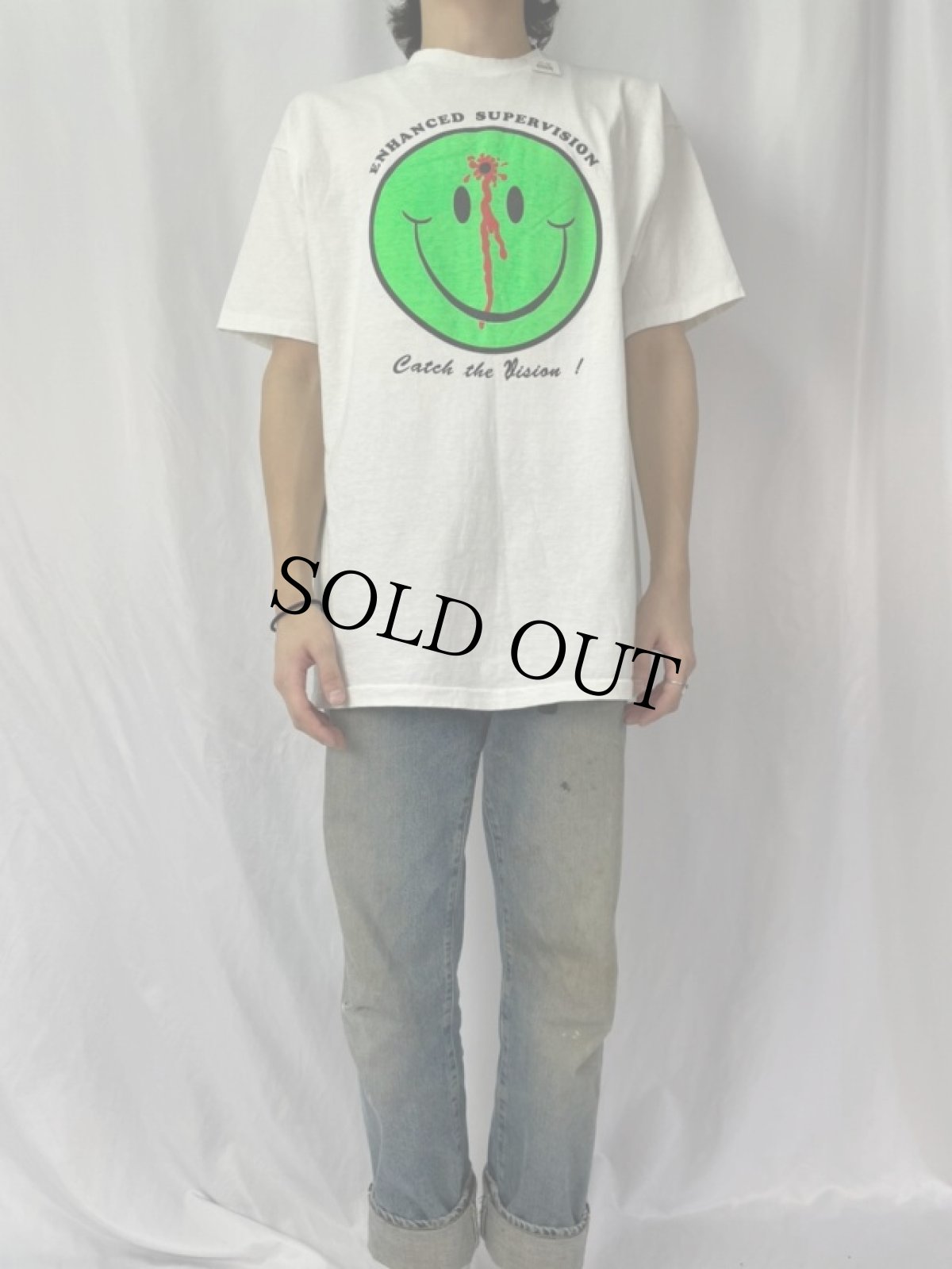 画像2: 90's USA製 "ENHANCED SUPERVISION" プリントTシャツ XL (2)