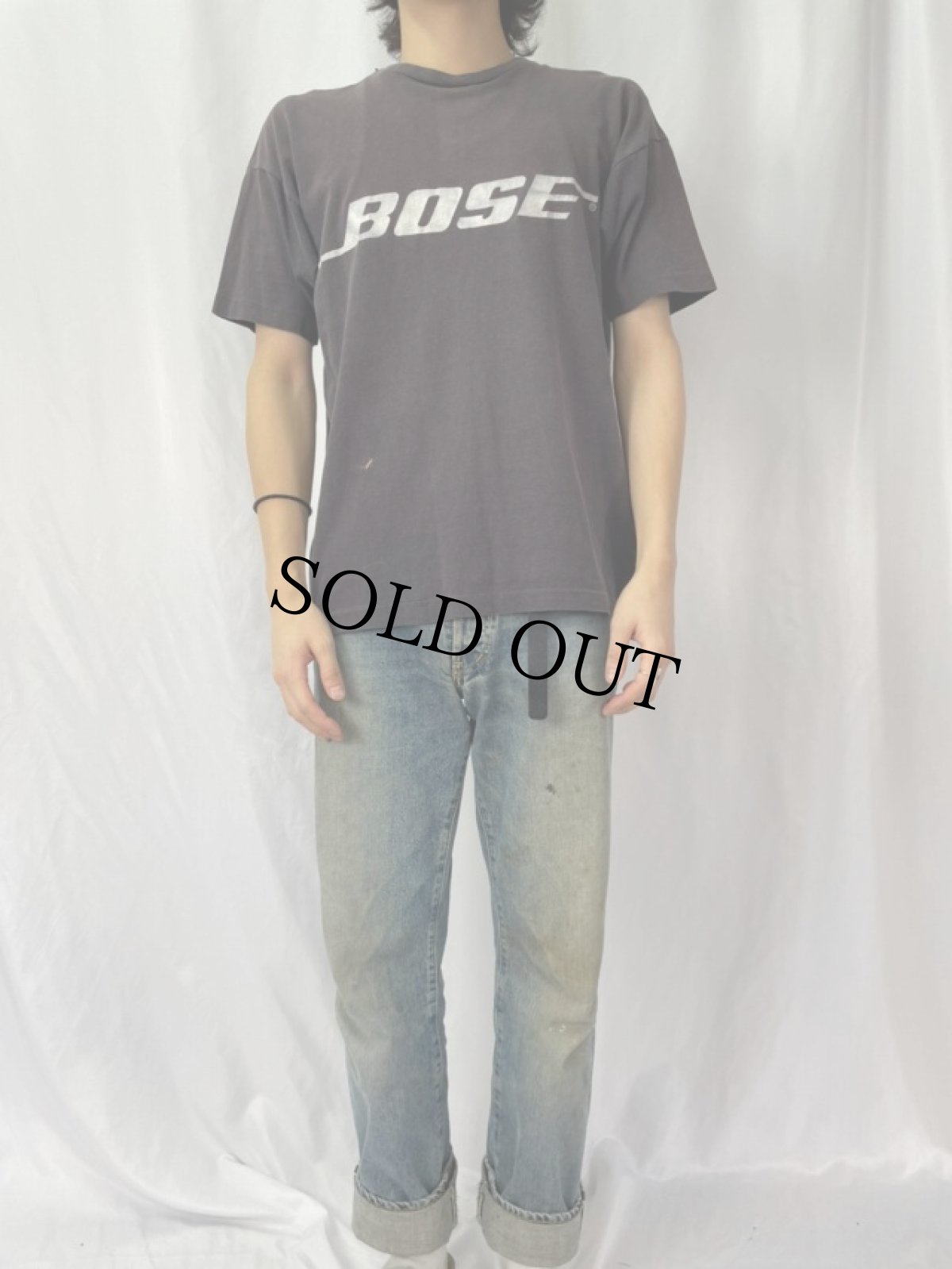 画像2: 70〜80's Champion USA製 バータグ "BOSE" 音響機器メーカー フロッキープリントTシャツ XL (2)