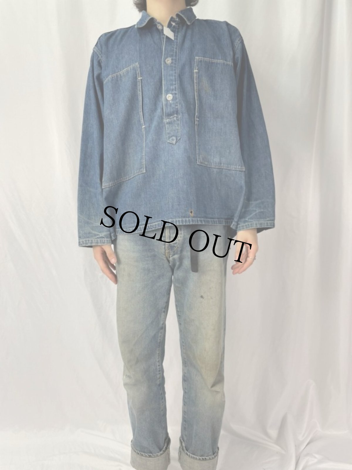 画像2: 30〜40's U.S.ARMY デニムプルオーバージャケット (2)