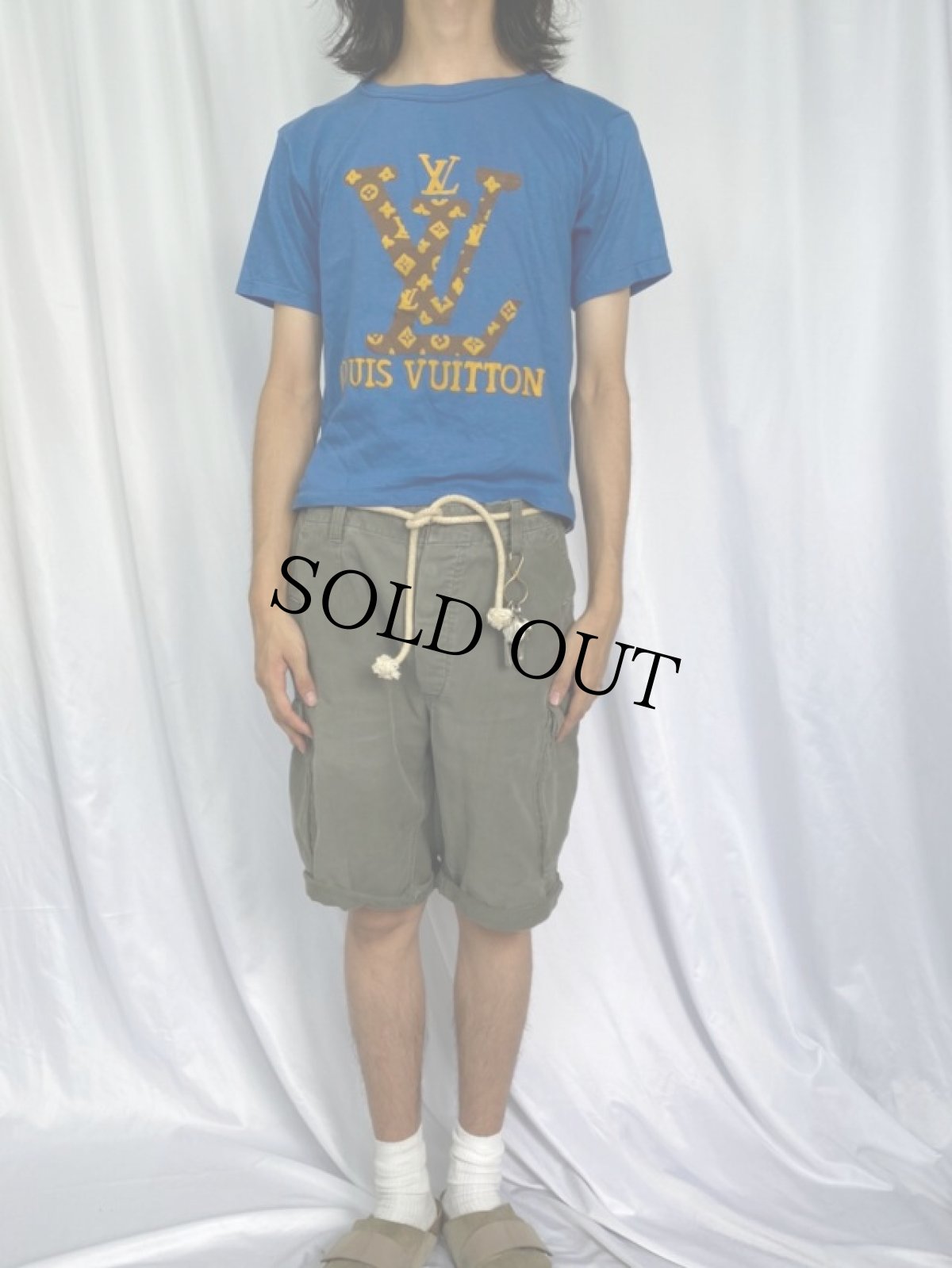 画像2: 80's ブート LOUIS VUITTON USA製 ロゴフロッキープリントTシャツ L (2)