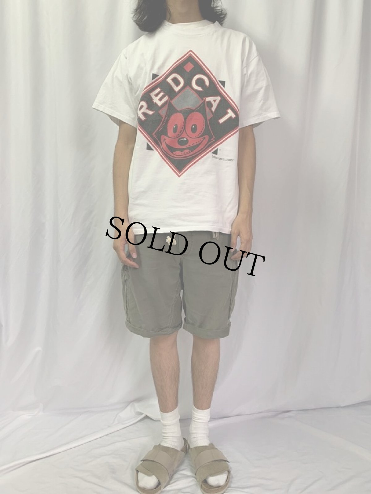 画像2: 90's FELIX USA製 "RED CAT" キャラクタープリントTシャツ L (2)