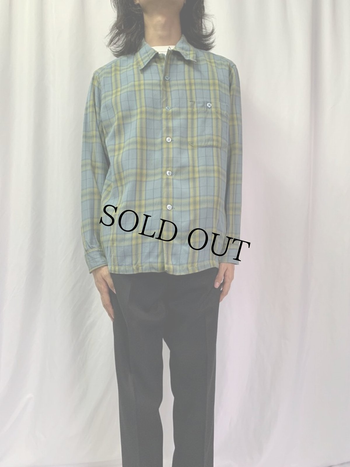 画像2: 60's Sir Pendleton チェック柄 オープンカラーウールシャツ XL (2)