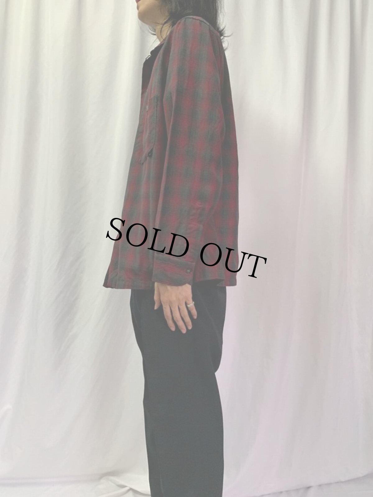 画像3: 60's Sir Pendleton オンブレーチェック柄 オープンカラーウールシャツ L (3)