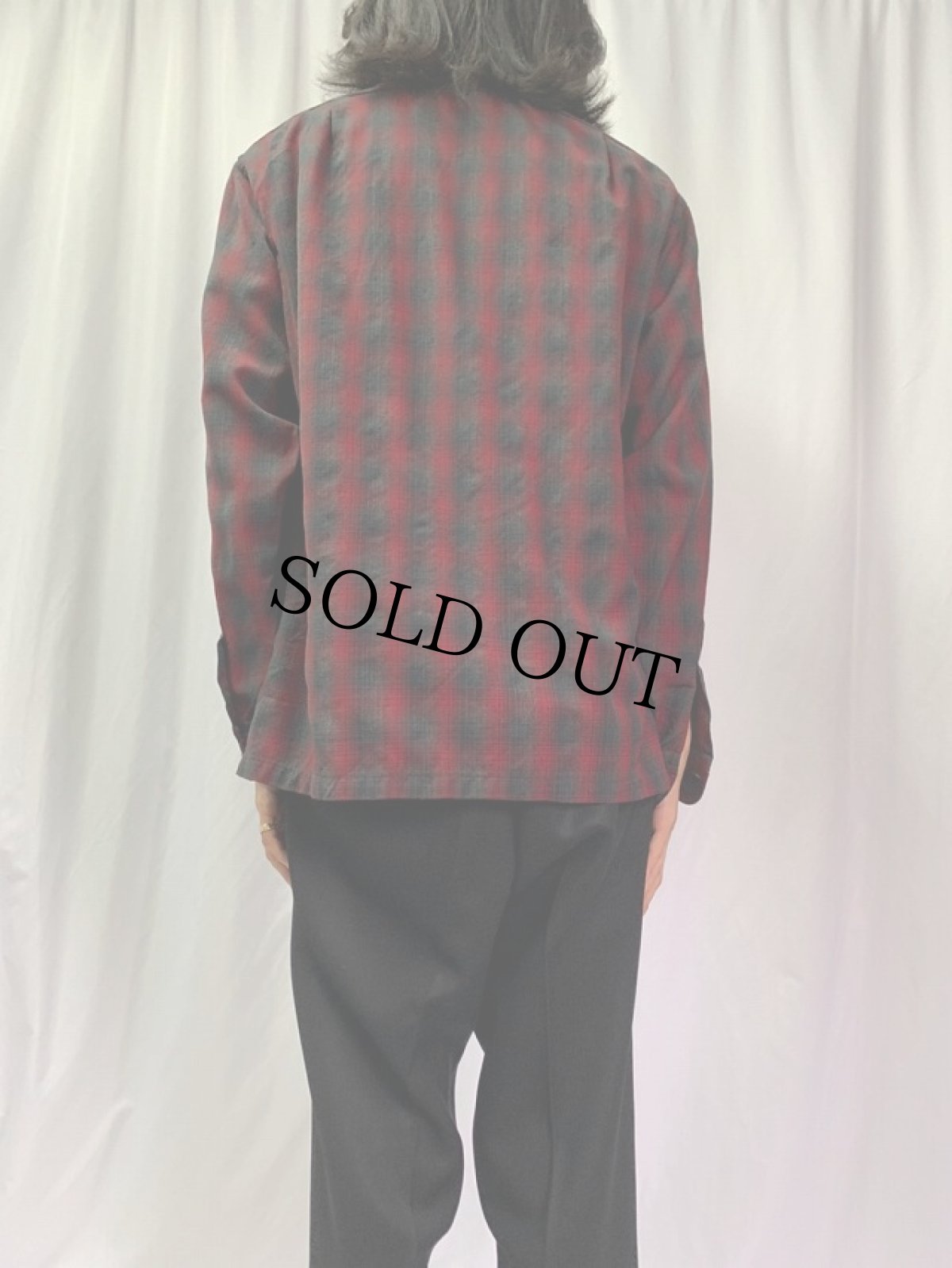 画像4: 60's Sir Pendleton オンブレーチェック柄 オープンカラーウールシャツ L (4)