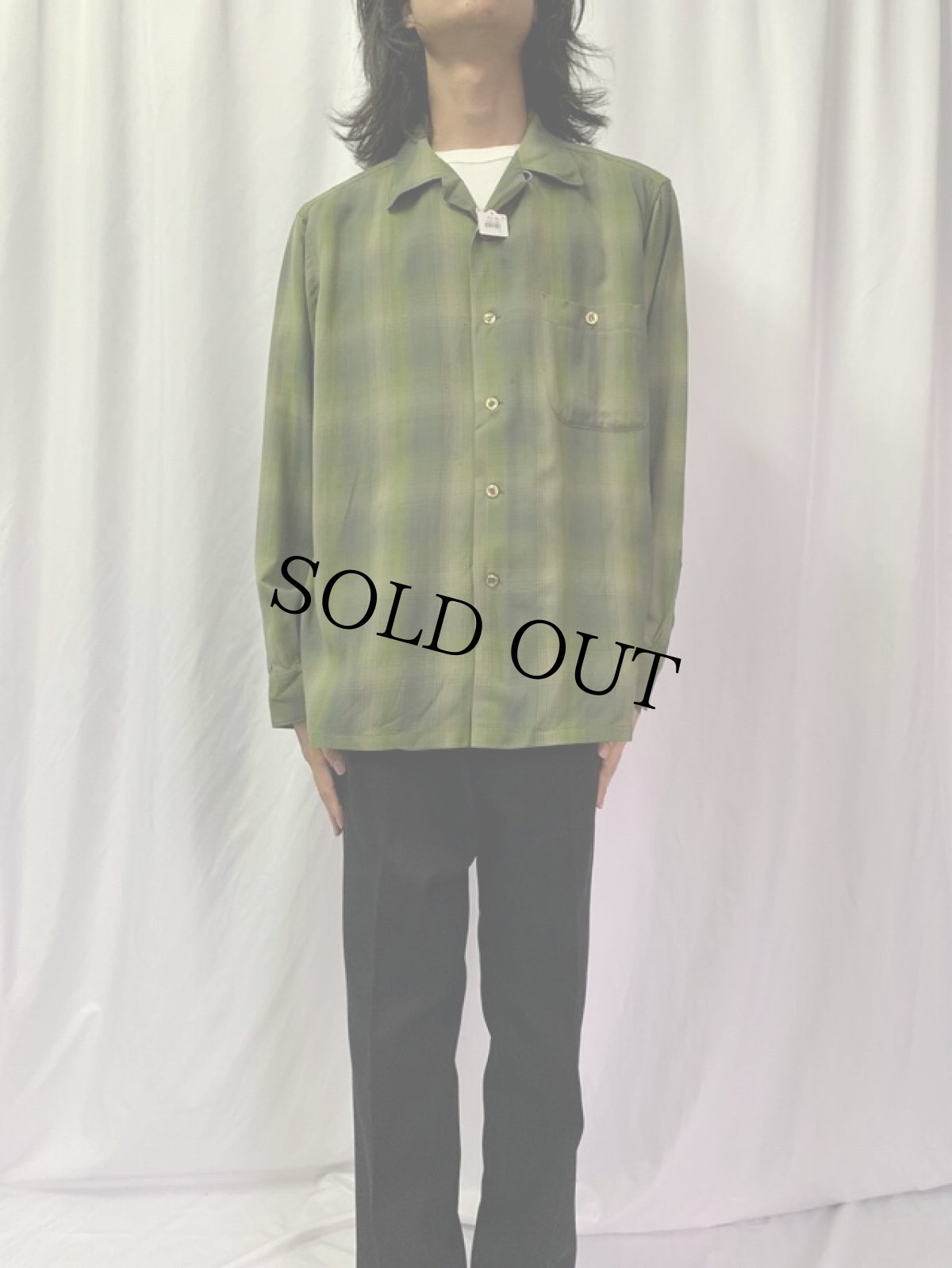 画像2: 60's Sir Pendleton オンブレーチェック柄 オープンカラーウールシャツ XL (2)