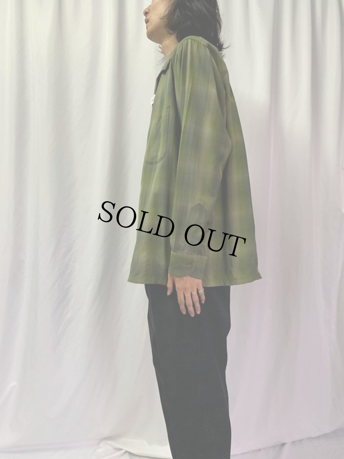 画像3: 60's Sir Pendleton オンブレーチェック柄 オープンカラーウールシャツ XL (3)