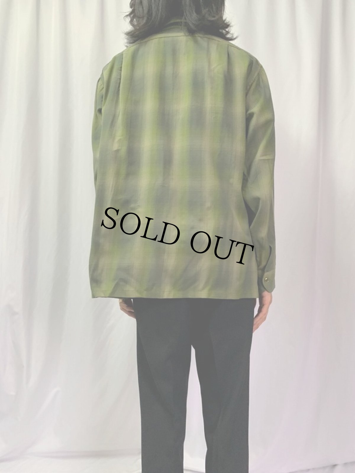 画像4: 60's Sir Pendleton オンブレーチェック柄 オープンカラーウールシャツ XL (4)