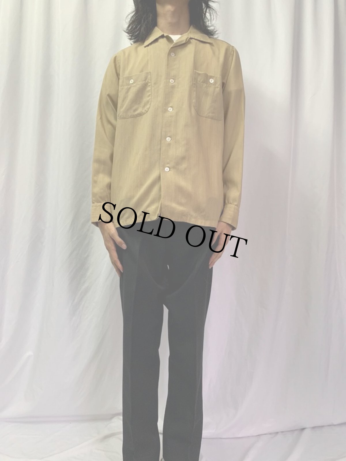 画像2: 50's Pendleton オープンカラーウールシャツ 無地 M (2)