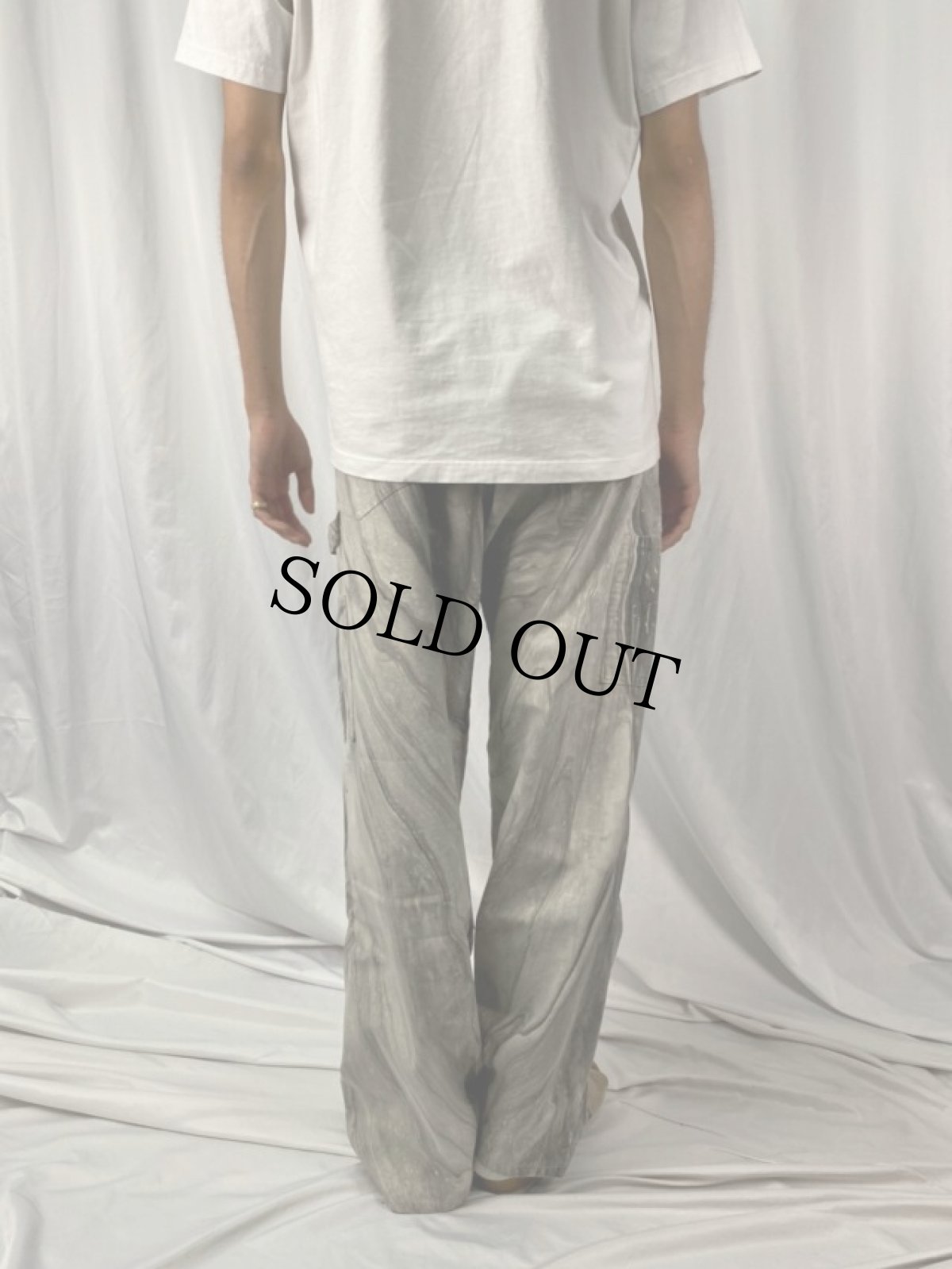 画像4: 80's マーブル染め ダブルニー ペインターパンツ W39 (4)