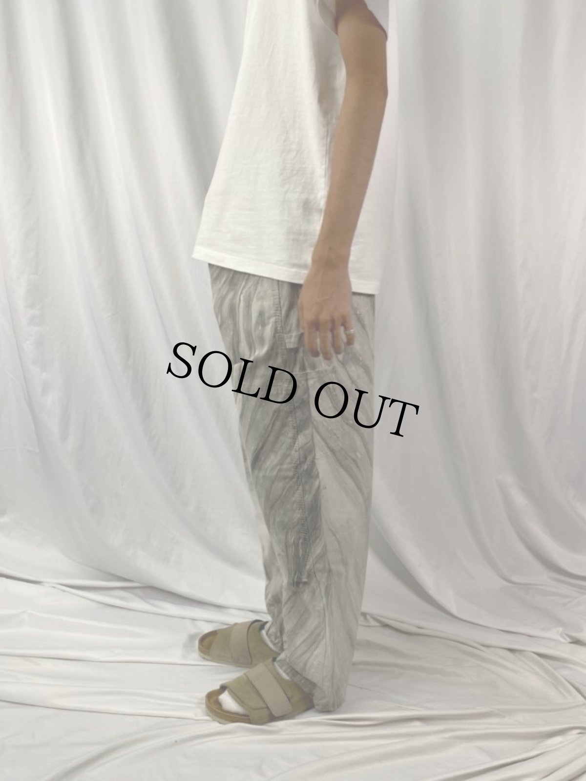 画像3: 80's マーブル染め ダブルニー ペインターパンツ W39 (3)