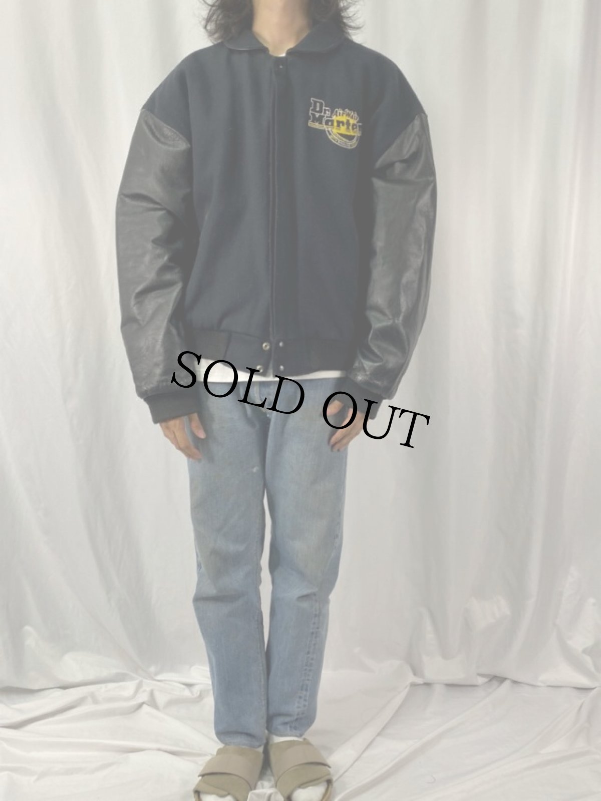 画像2: 90's〜 Dr.Martens ロゴ刺繍 メルトンスタジャン L (2)