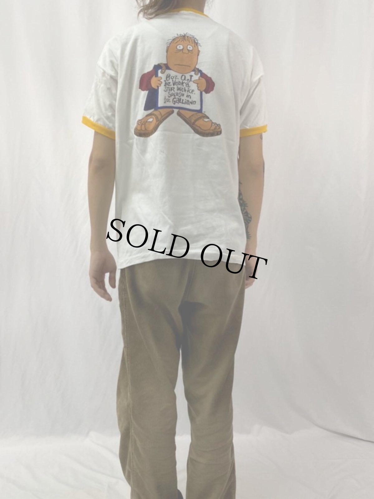 画像4: 70's Champion USA製 "HARVEY WALLBANGER?" 染み込みプリントリンガーTシャツ (4)