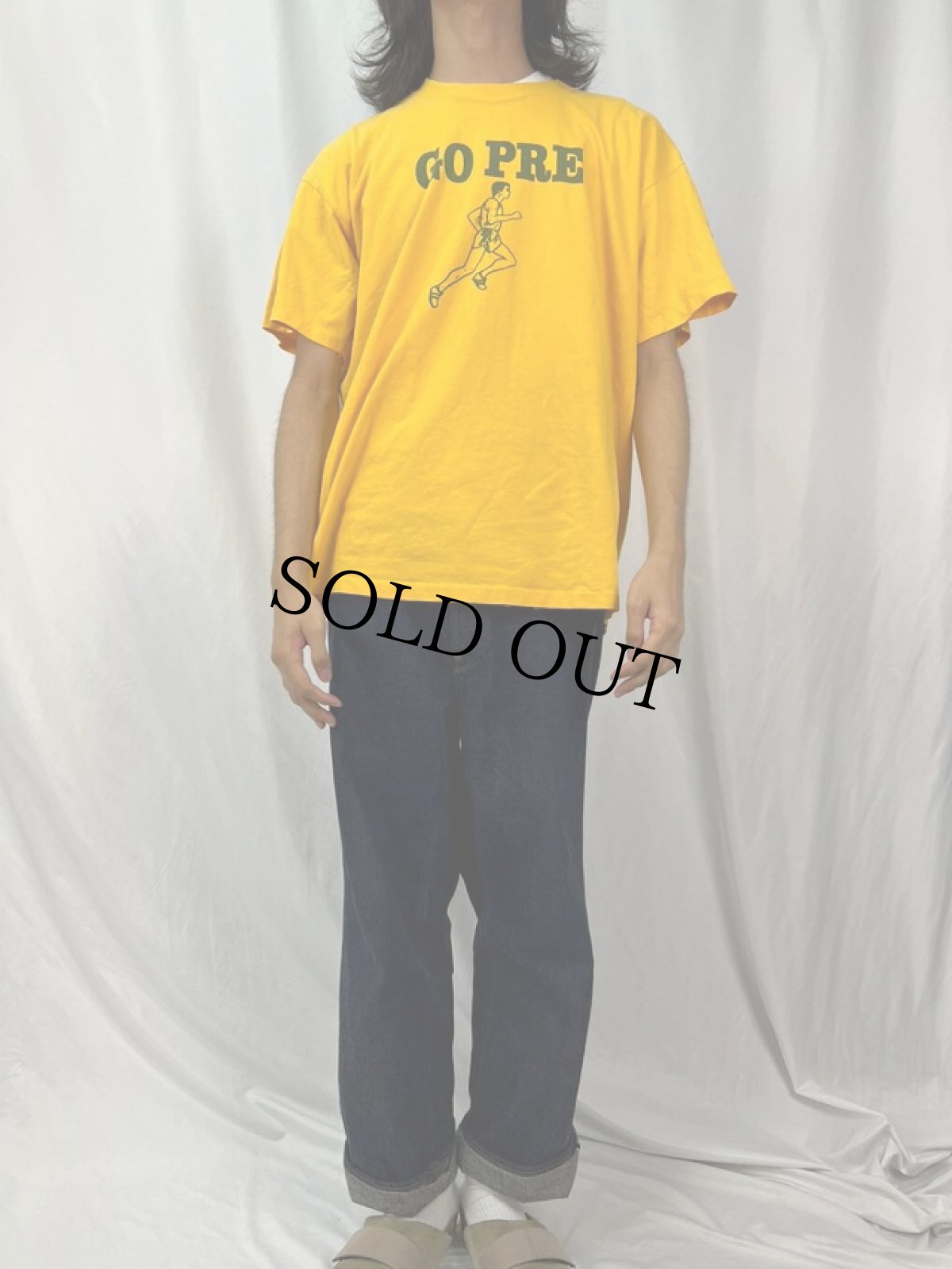 画像2: 90's "GO PRE" ランナープリントTシャツ XL (2)