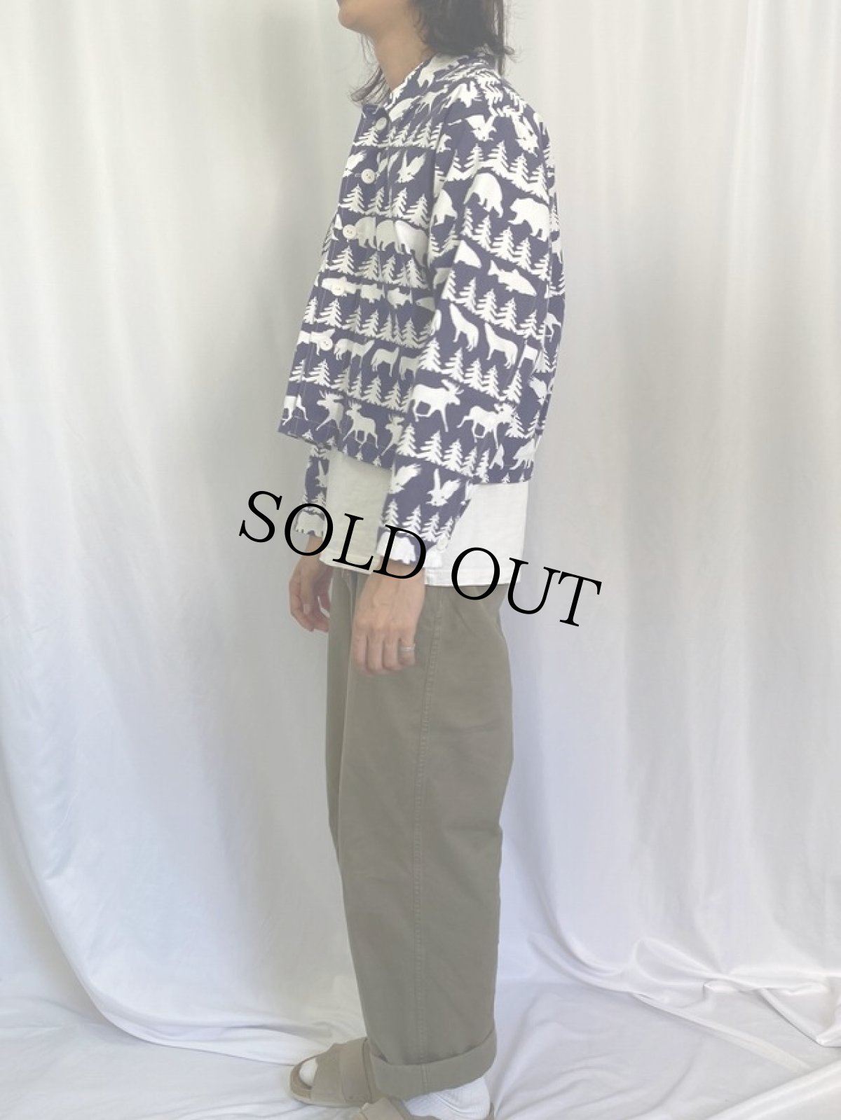 画像3: 90's〜 MICHIGAN RAG USA製 総柄 ジャケット L (3)