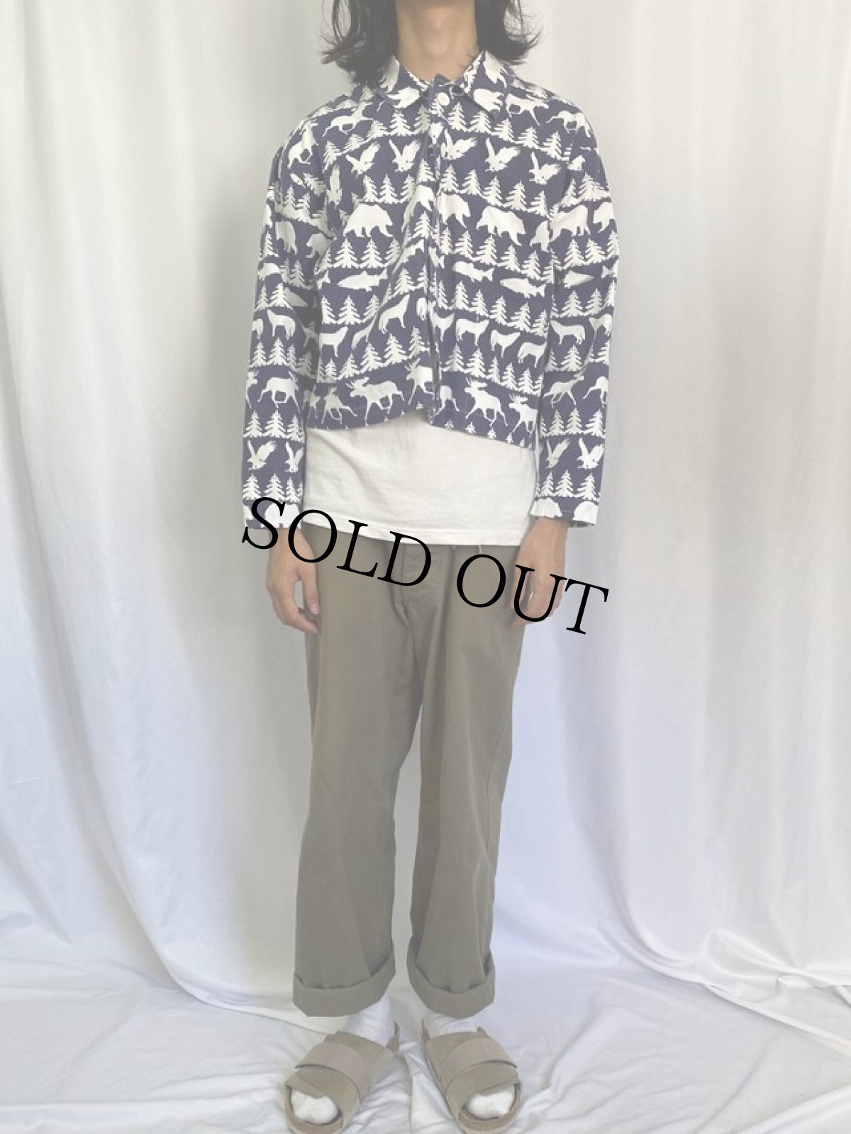 画像2: 90's〜 MICHIGAN RAG USA製 総柄 ジャケット L (2)