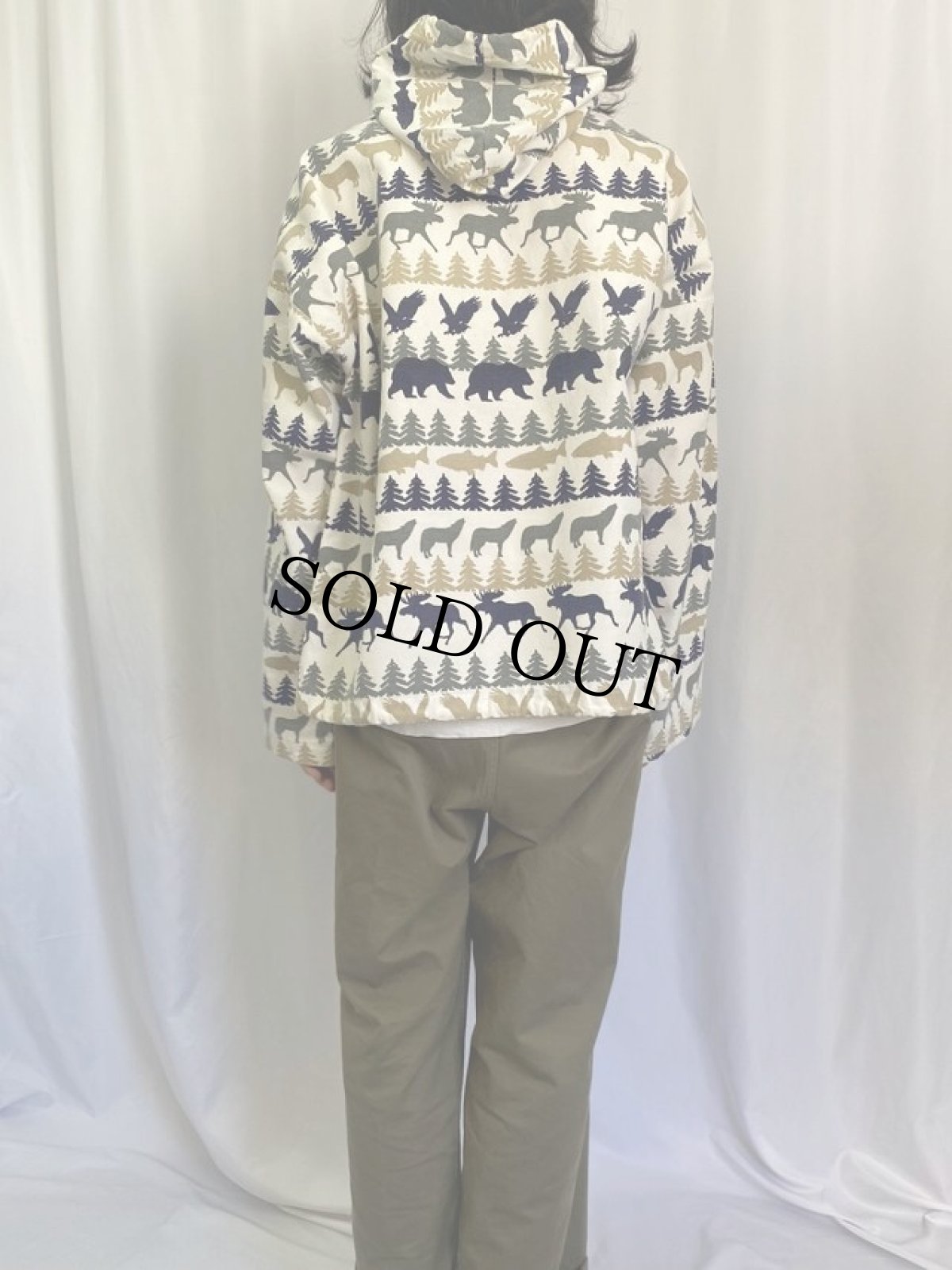 画像4: 80's〜90's MICHIGAN RAG 総柄 アノラックパーカー L (4)