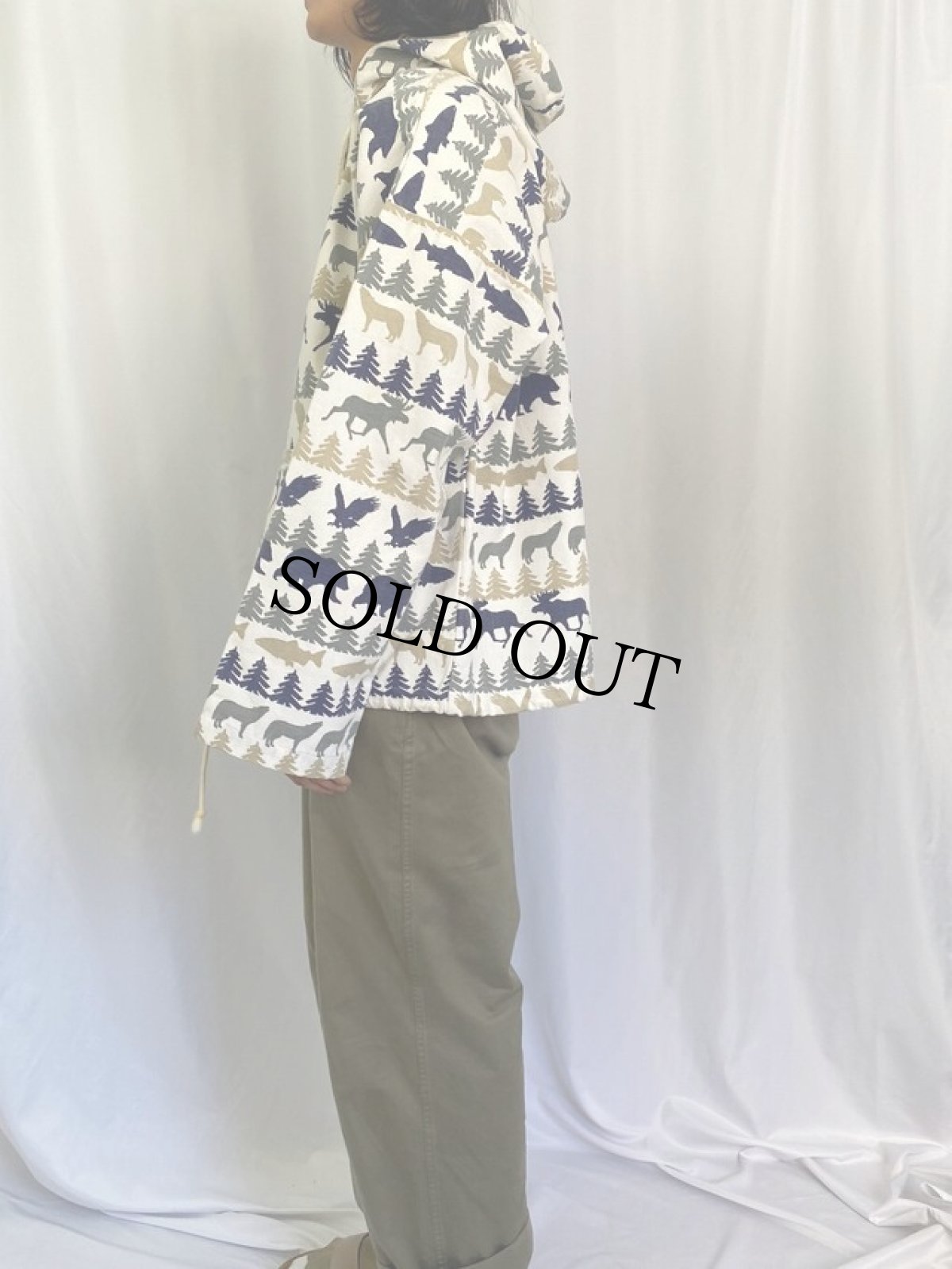 画像3: 80's〜90's MICHIGAN RAG 総柄 アノラックパーカー L (3)