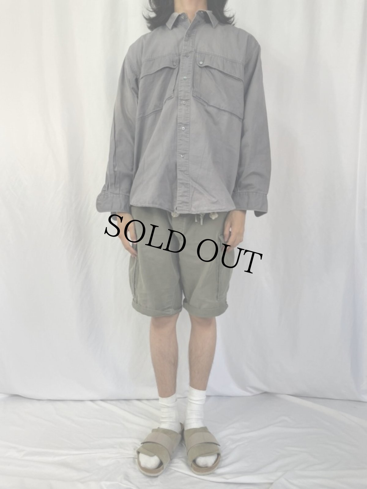 画像2: 90's Neiman-Marcus コットンツイルシャツ XL (2)