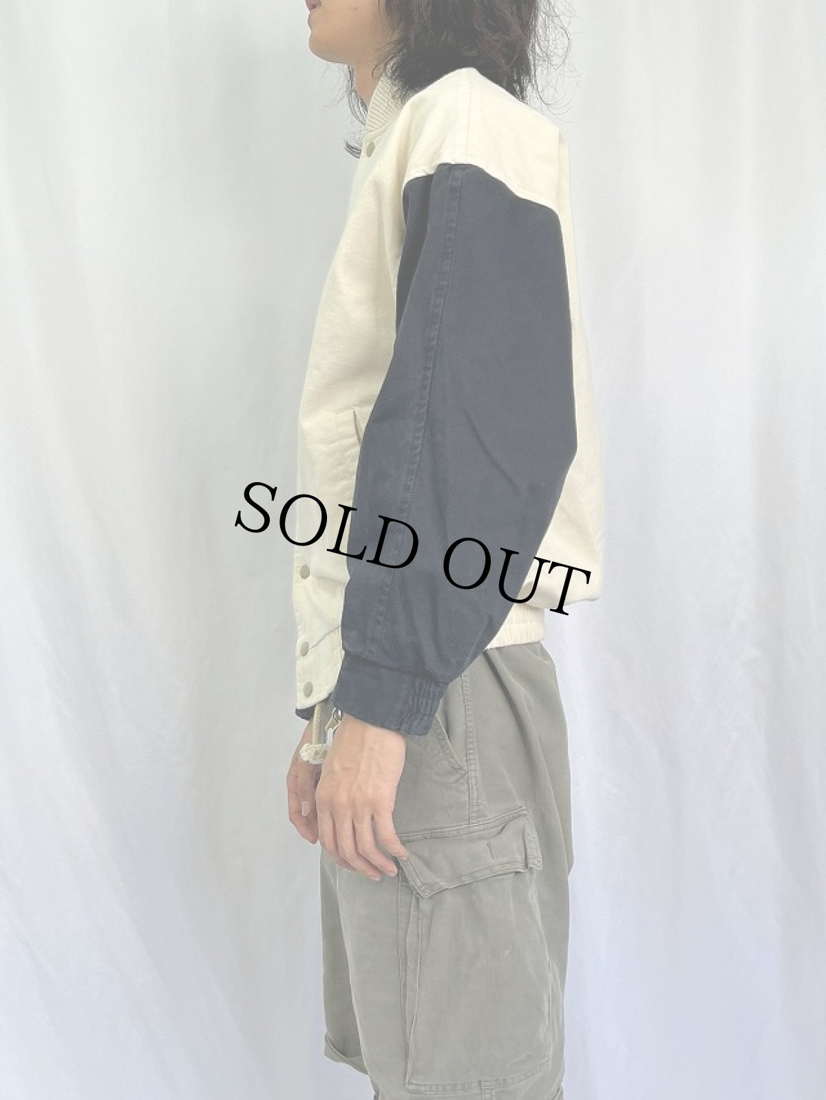 画像3: 90's AVON SPORTSWEAR CANADA製 2トーンカラー コットンツイルスタジャン L (3)