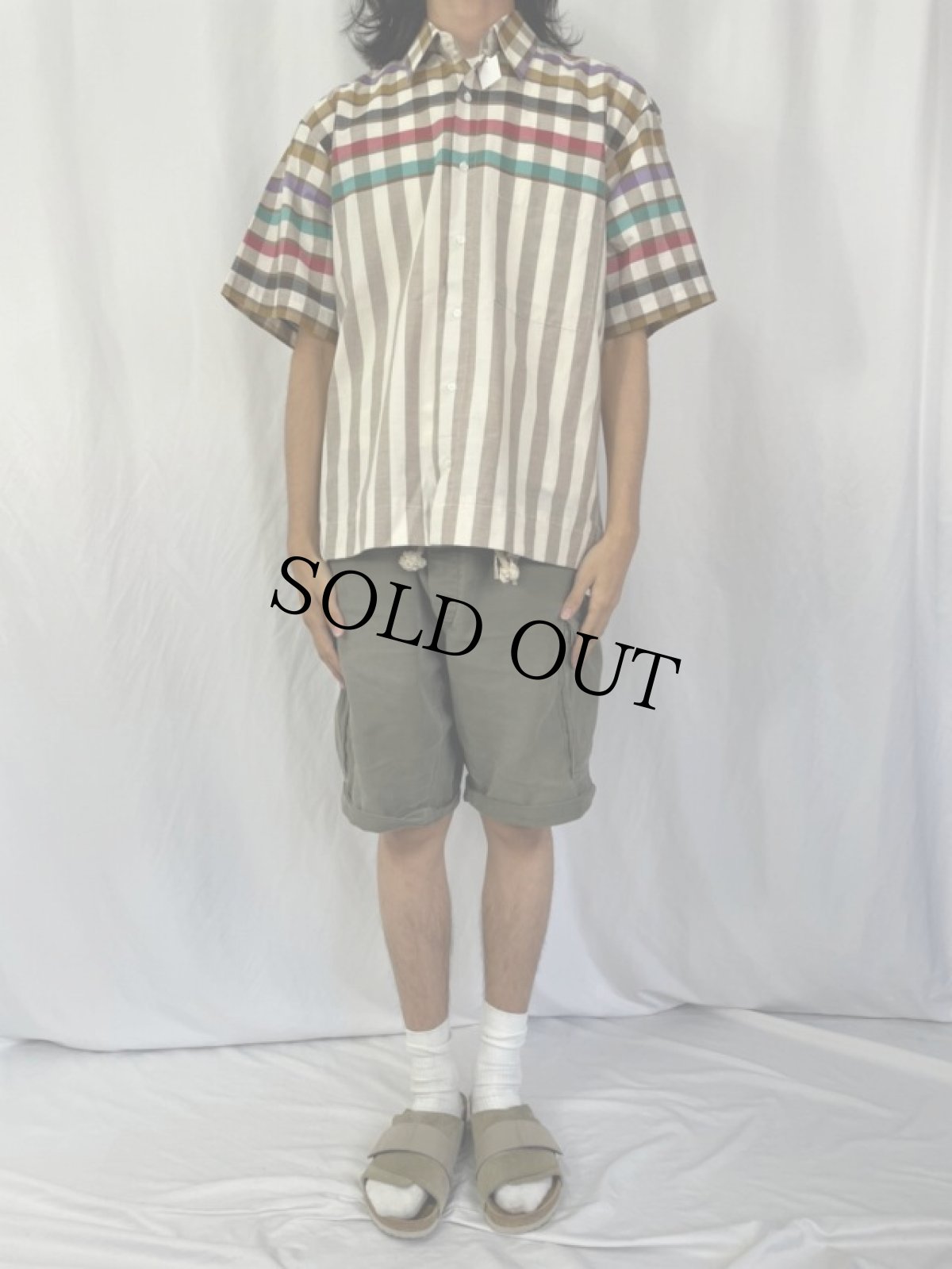 画像2: GIVENCHY MONSIEUR チェック×ストライプ柄 シャツ (2)