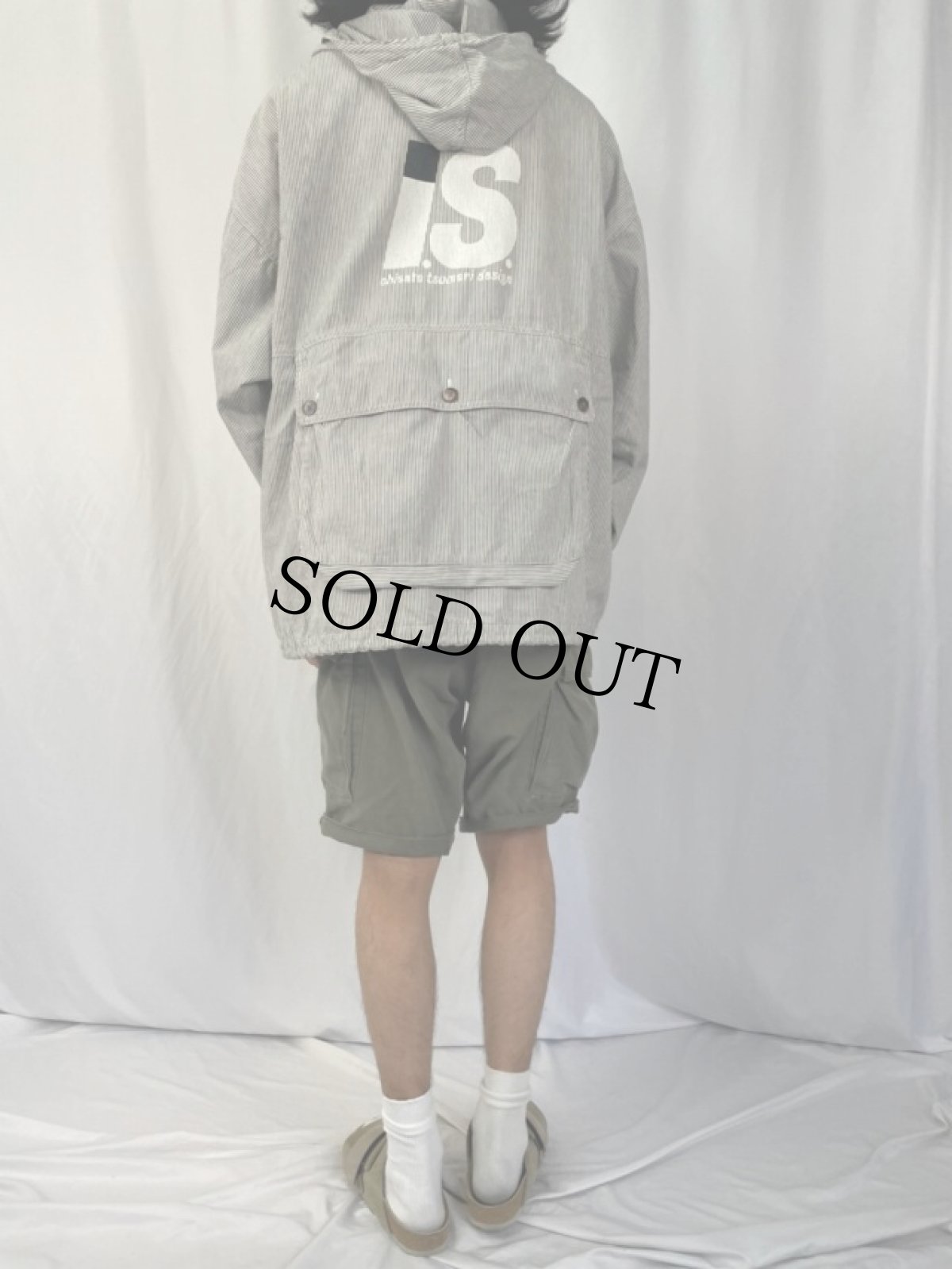 画像4: 80's ISSEY MIYAKE I.S. Chisato Tsumori Design JAPAN製 ストライプ柄 ロゴプリントジップパーカー SIZE 9 (4)