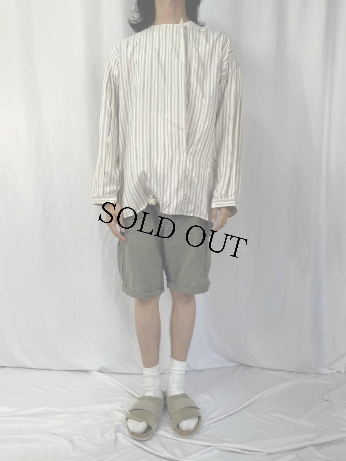 画像2: 90's GIORGIO ARMANI Neiman Marcus別注 ITALY製 ストライプ柄 シルクプルオーバーシャツ SIZE 48 (2)