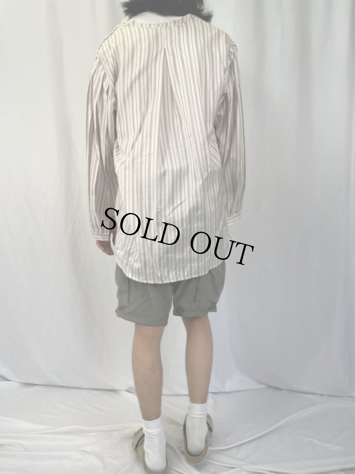 画像4: 90's GIORGIO ARMANI Neiman Marcus別注 ITALY製 ストライプ柄 シルクプルオーバーシャツ SIZE 48 (4)