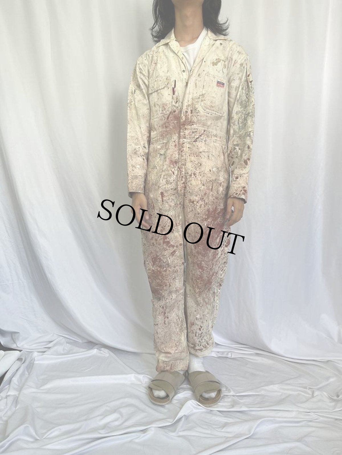 画像2: 50's PENNY'S BIG MAC ペンキペイント ヘリンボーンツイル オールインワン (2)