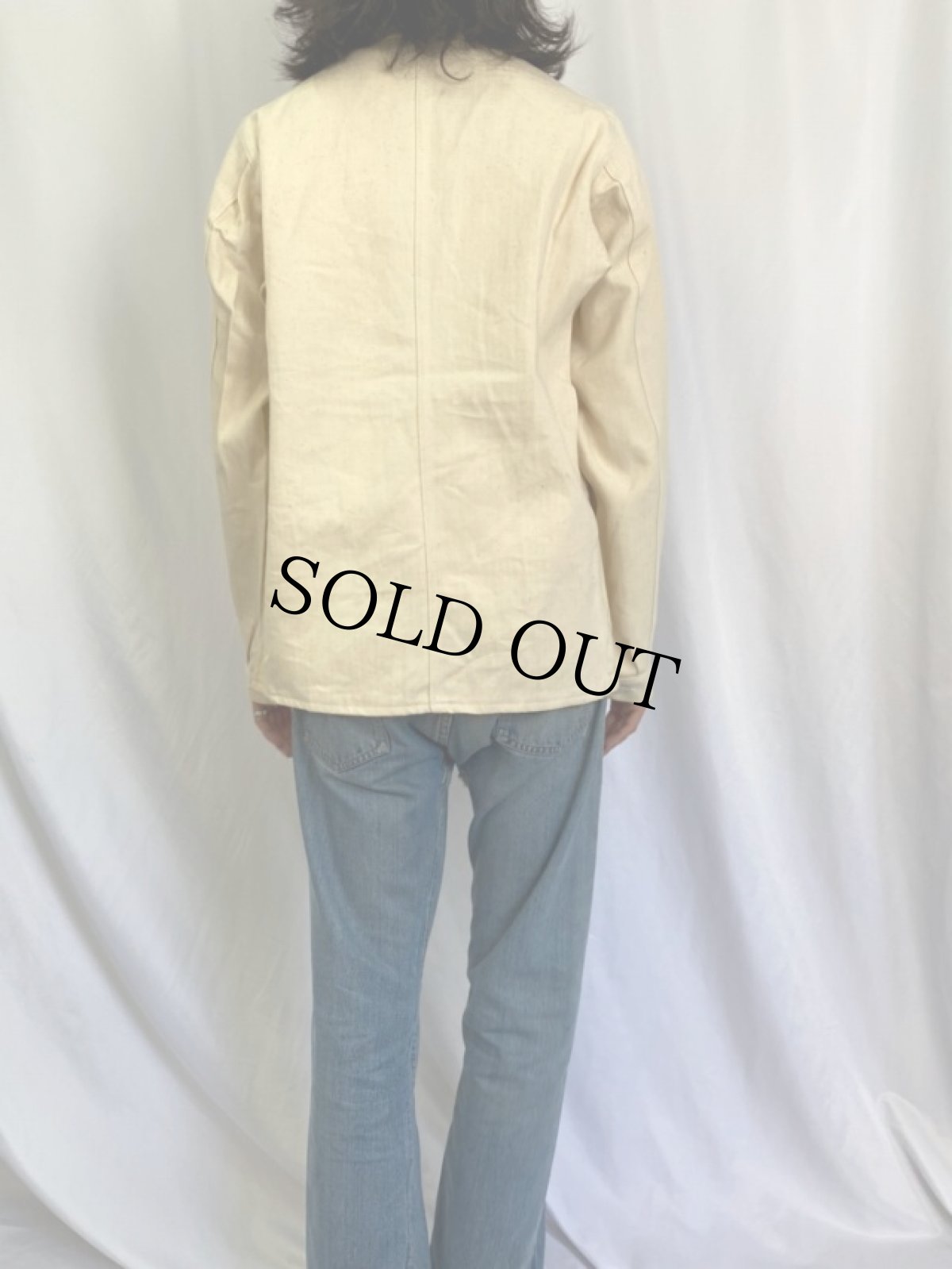 画像4: 60's EURO KONECO ヘリンボーンツイル ワークカバーオール DEADSTOCK SIZE42 (4)