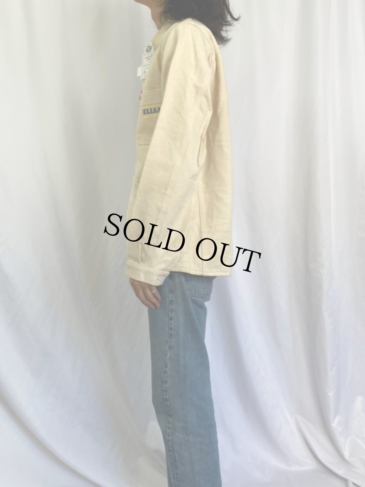 画像3: 60's EURO KONECO ヘリンボーンツイル ワークカバーオール DEADSTOCK SIZE42 (3)