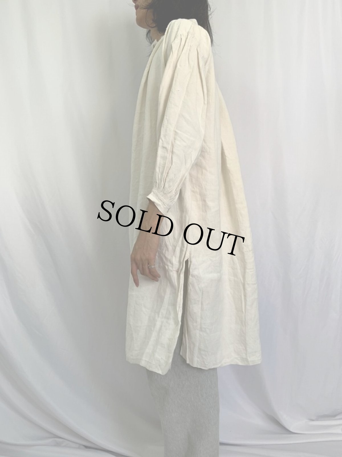 画像3: 1900〜1920s French Antiques リネンスモックシャツ (3)