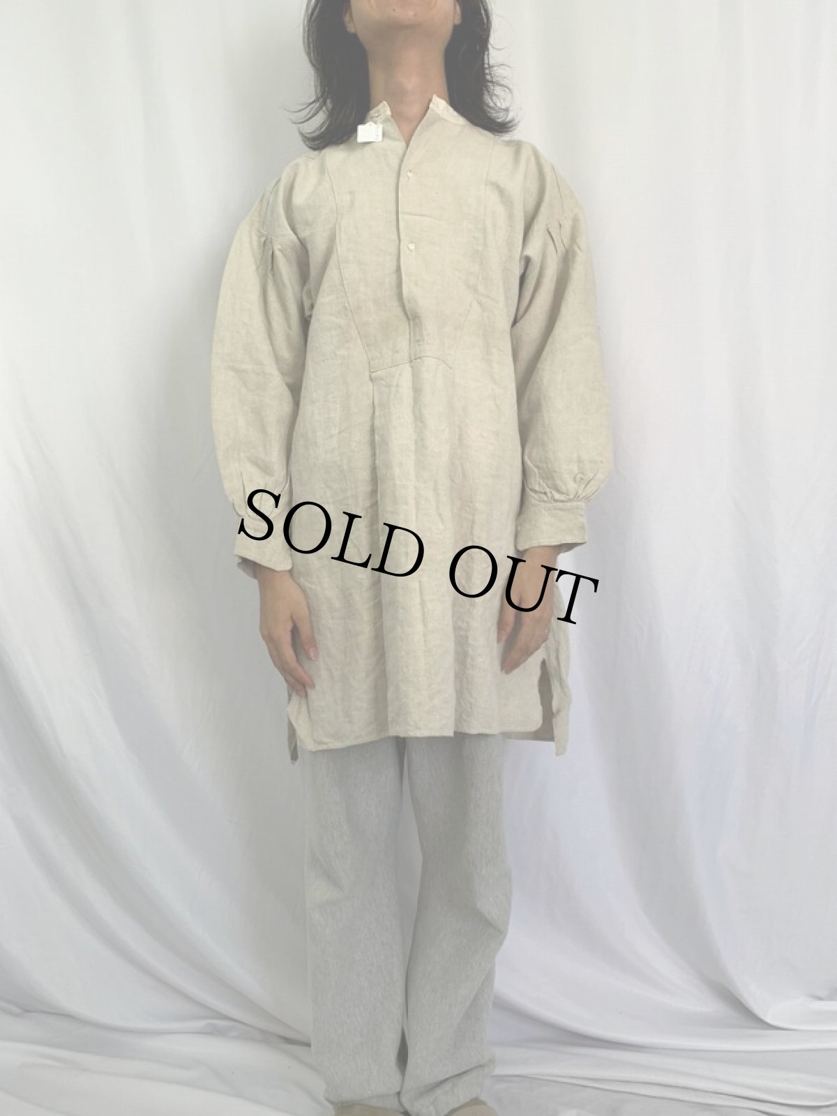 画像2: 1900〜1920s French Antiques リネンスモックシャツ (2)