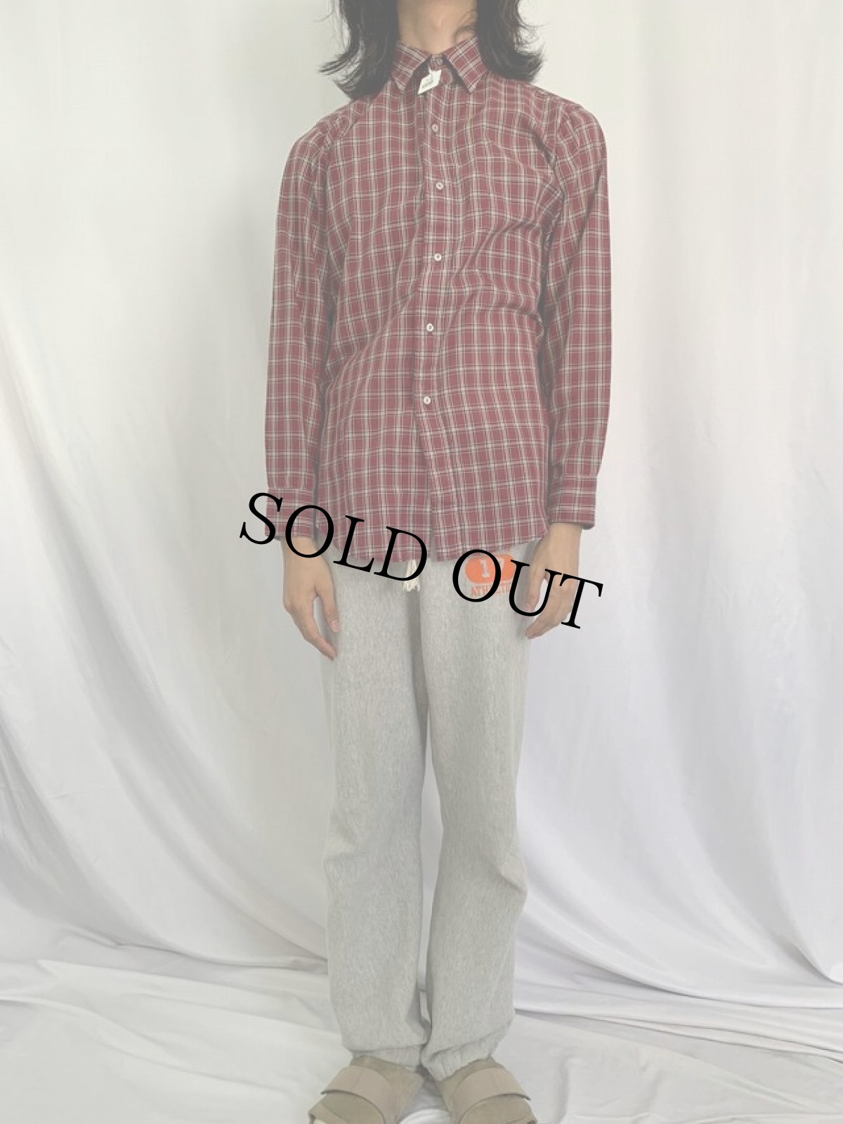 画像2: 70's Brooks Brothers 6ボタン チェック柄 ポリエステル×コットンシャツ S (2)