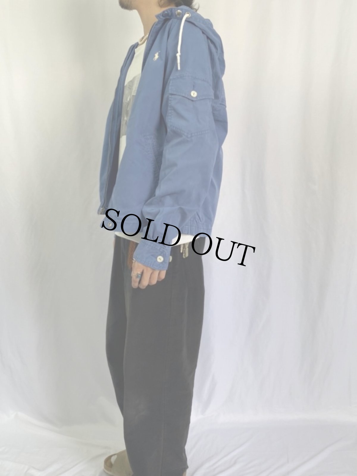 画像3: POLO Ralph Lauren USA製 ロゴ刺繍 ウェザークロス フードジャケット M (3)