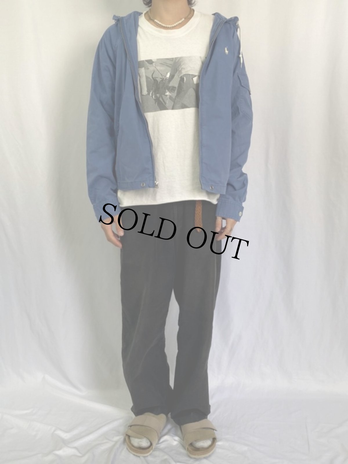 画像2: POLO Ralph Lauren USA製 ロゴ刺繍 ウェザークロス フードジャケット M (2)