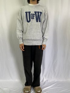 画像2: 90's Champion REVERSE WEAVE USA製 "U OF W" プリントスウェット L (2)