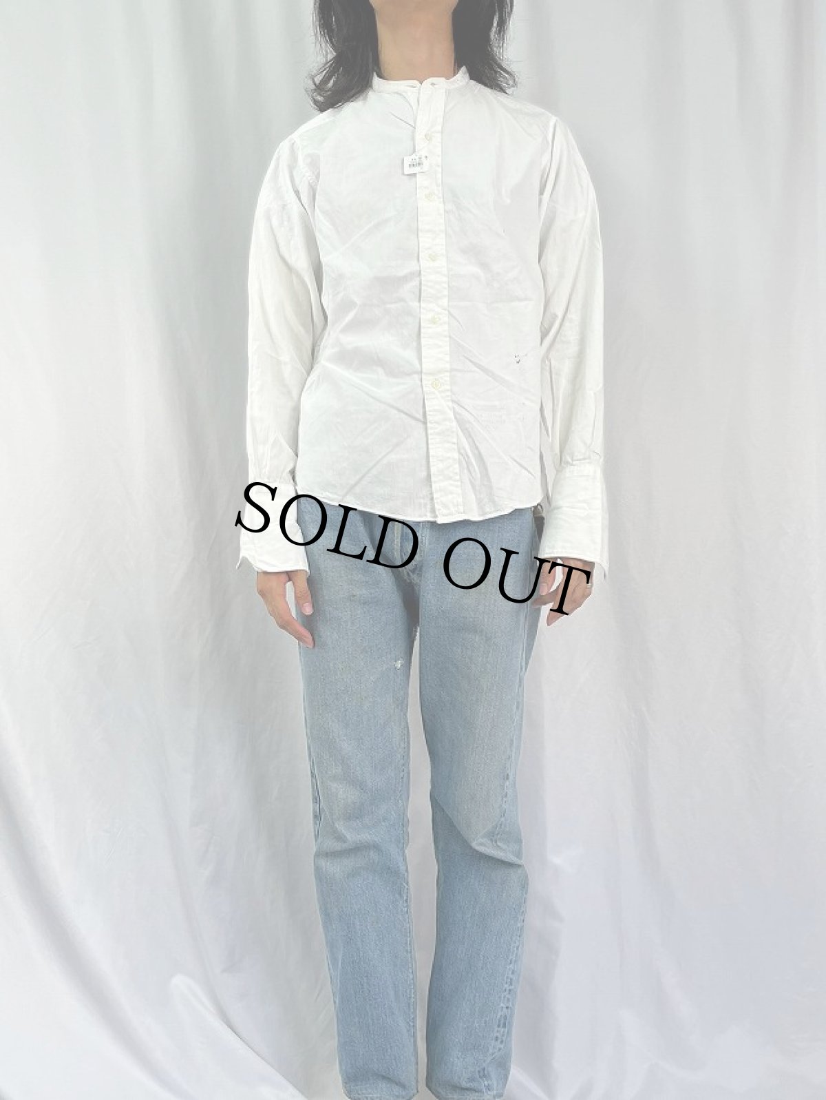 画像2: 50's ARROW "ダブルカフス×デタッチャブルカラー×マチ付き" コットンドレスシャツ SIZE16 1/2-34 (2)