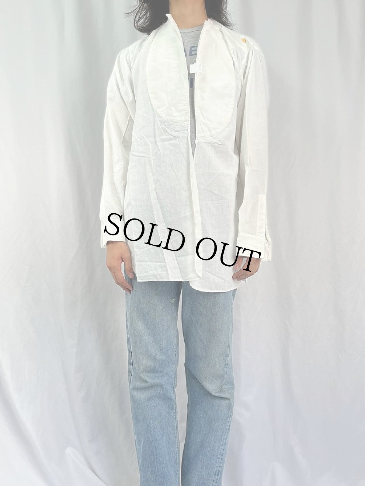 画像2: 20〜30's ARROW "イカ胸×ダブルカフス×デタッチャブルカラー" コットンドレスシャツ (2)